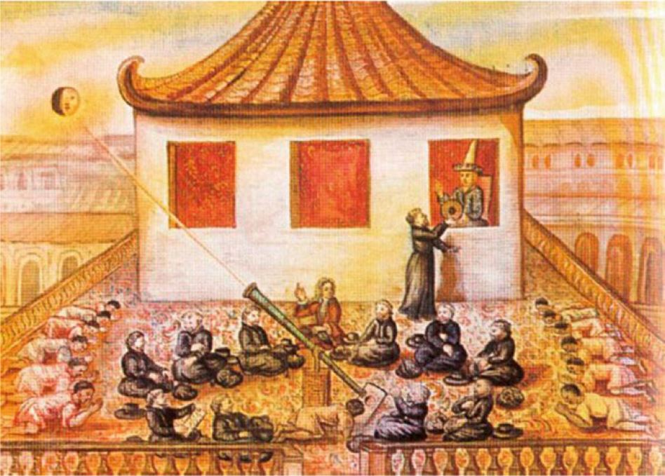 King Narai observes a partial solar eclipse 