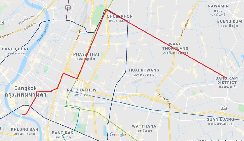 Number 8 bus route map